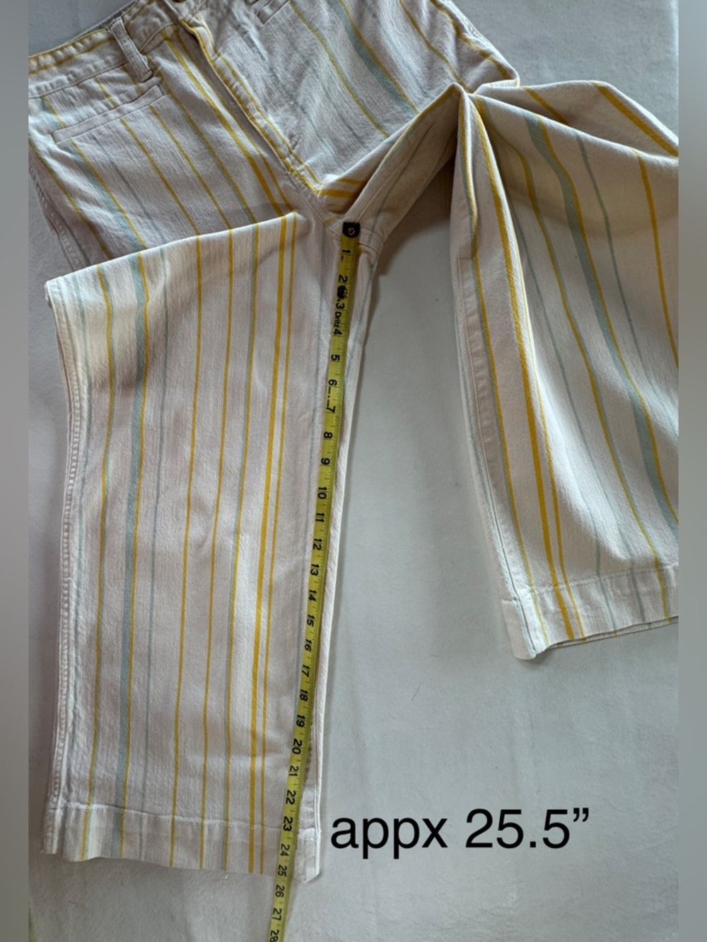 Madewell Emmett Striped Wide-Leg Crop Pants K9884 Cream Yellow Blue (28) - Picture 11 of 17